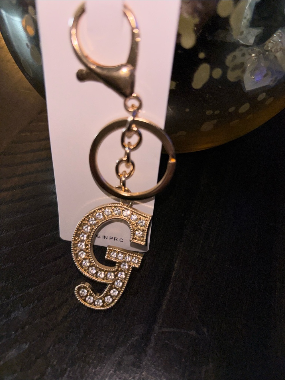 ✨Charm/Keychain- Bling Gold Rhinestone Initial “G” Bag Charm